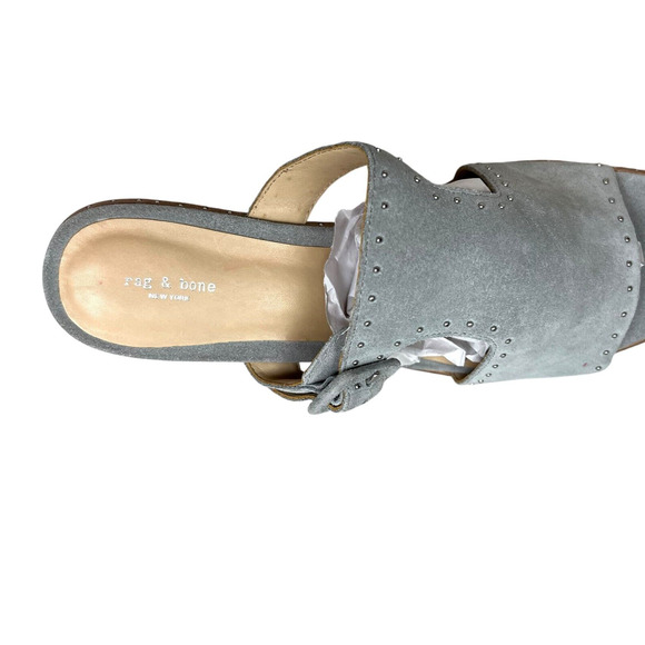 Rag & Bone Womens Mule Sandals Suede Metal Studded Trim Block Heel Gray EUR40 - Picture 6 of 9
